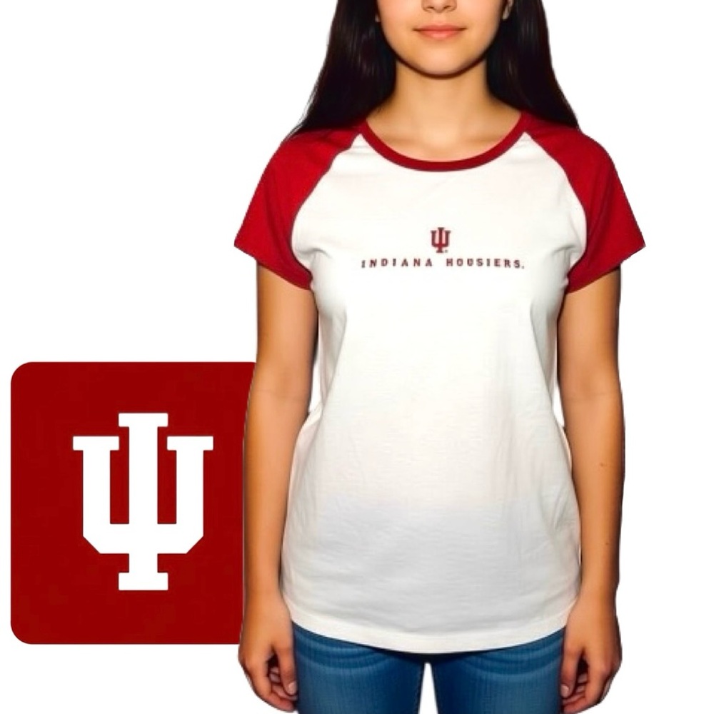 - Indiana University Cap Sleeve Colorblock Tee! EUC!